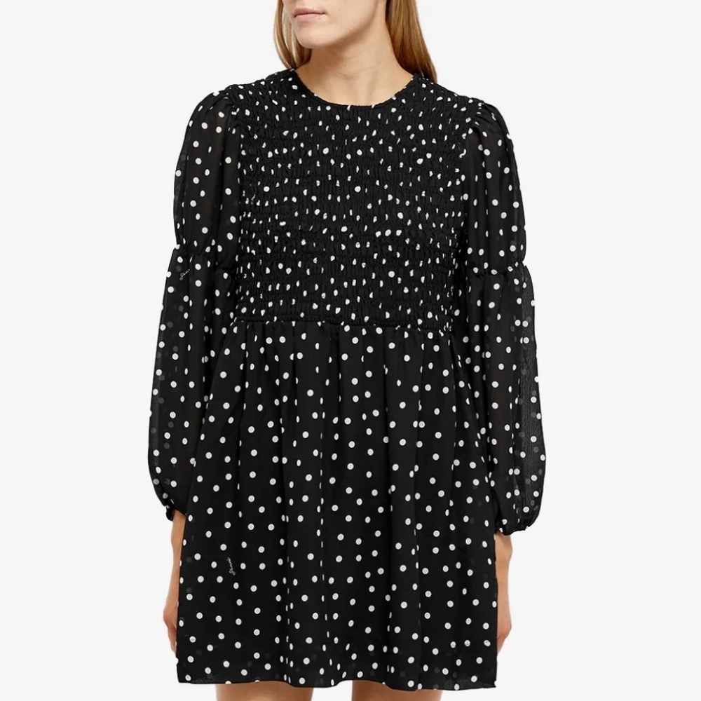 Ganni Mini‎ Dress XXS Black and White Polka Dot
